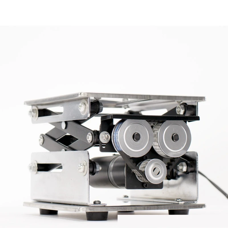 電気ラボリフトテーブル 200 × 200 ミリメートルステンレス鋼小型昇降プラットフォームリモコン付き高さ調節可能なワークベンチ