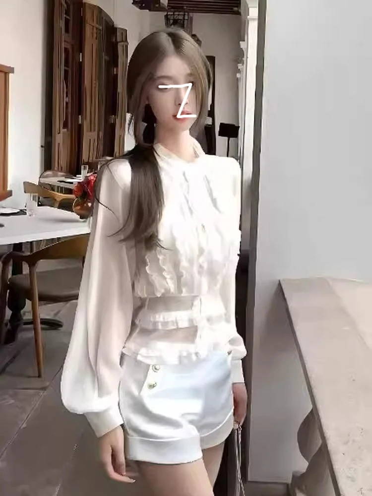 Ele Long Sve Stehkragen Laterne Sve irt Damen Faion Design Frühling Herbst Saisonale Erwachsene Einfache Sle Button...