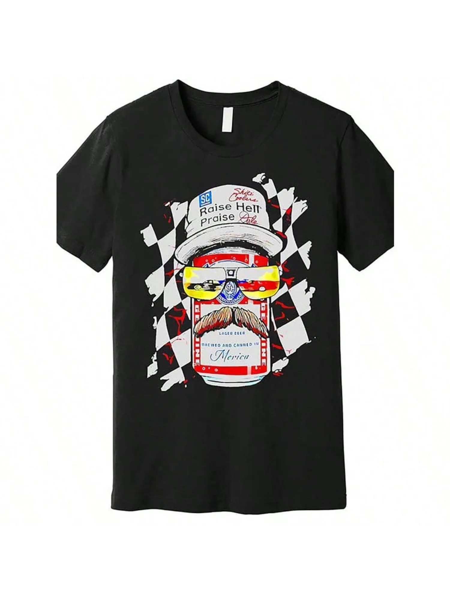 Raise  Praise Dale Vintage-Inspired Men's Graphic T-Shirt - Funny Beer Drinking Design With Racing Theme