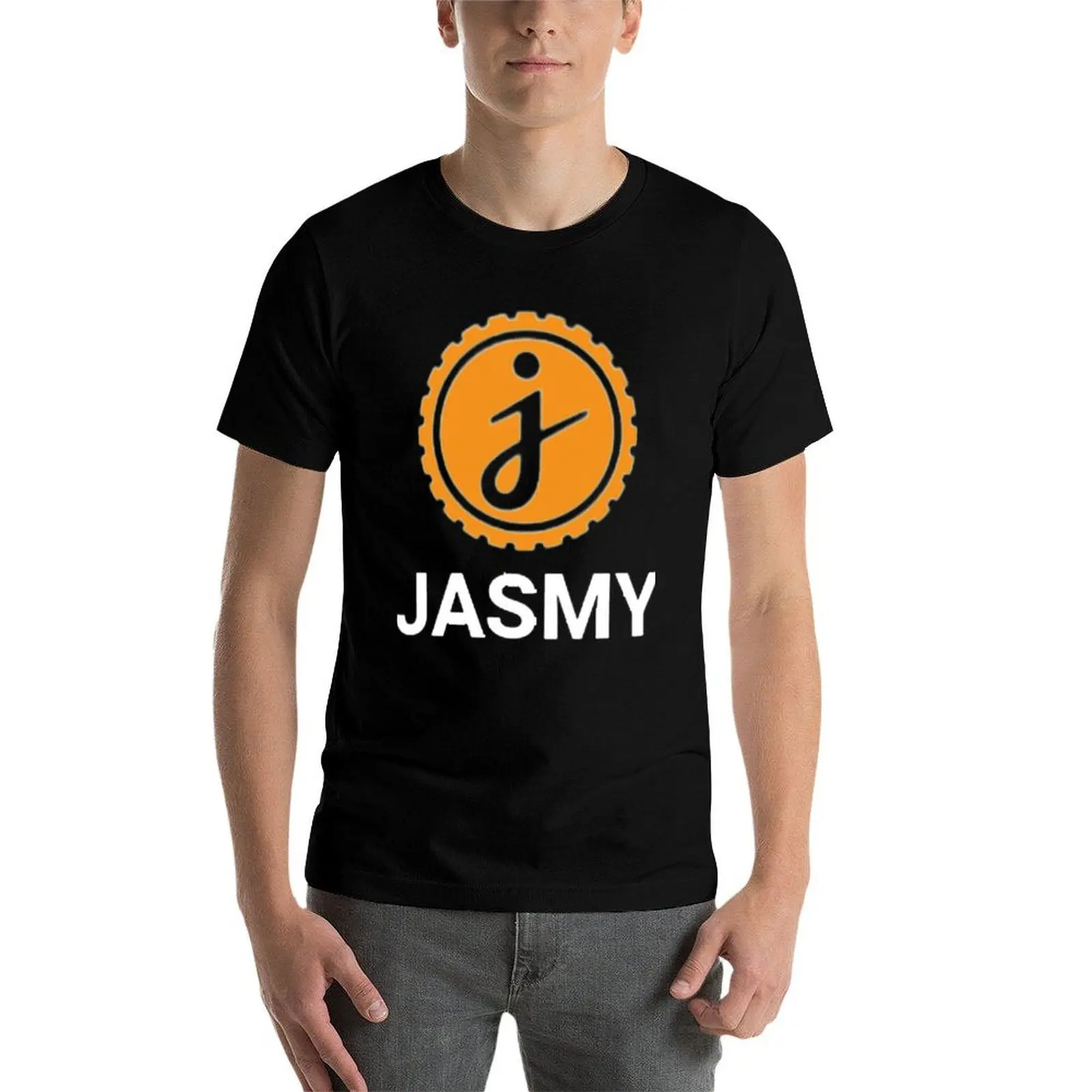 تي شيرت Jasmy Coin للرجال، تي شيرت أبيض مطبوع حسب الطلب
