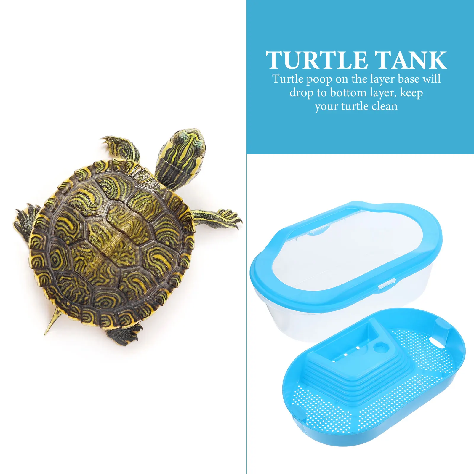 

Triple Layer Plastic Tank Container Detachable Drying Platform Spacious Odor-Free Turtle Feeding Box Small Turtle Cage Aquarium