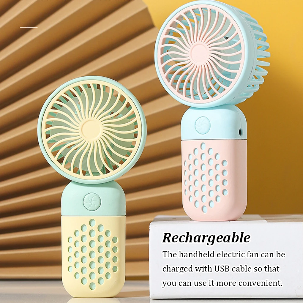 Summer Electric Fan Handheld with Handle Fans Tabletop Air Cooling Tool Supply for Outdoor Travelling Student Dormitory