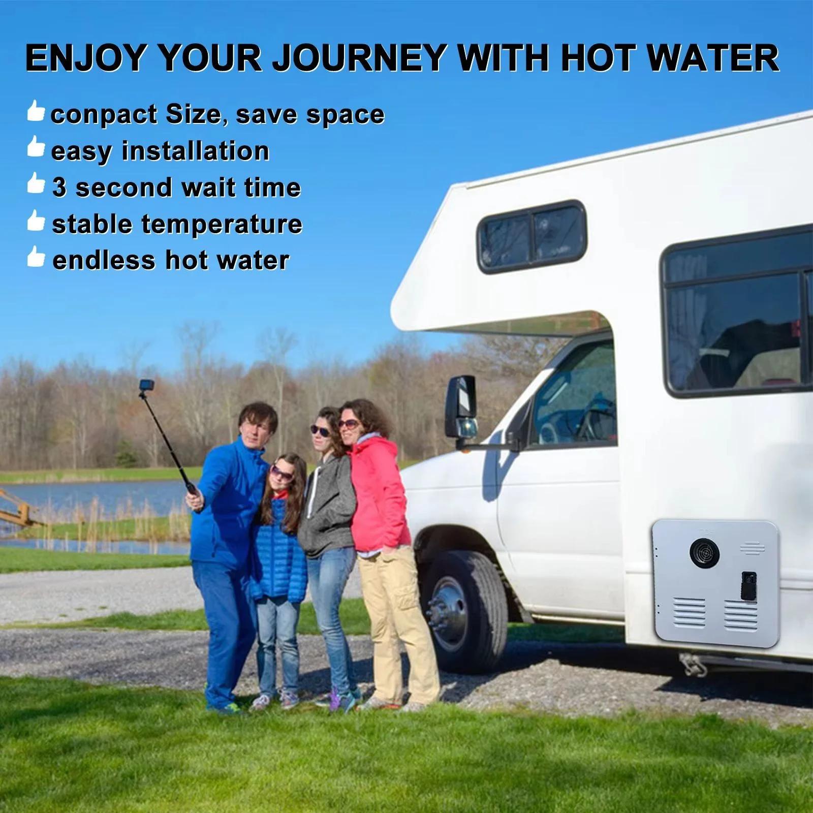 Overland RV 12L Copper Heat Exchanger Tankless Water Heater Propane Gas Powered For Truck Campers Off-road Trailers Shower Water