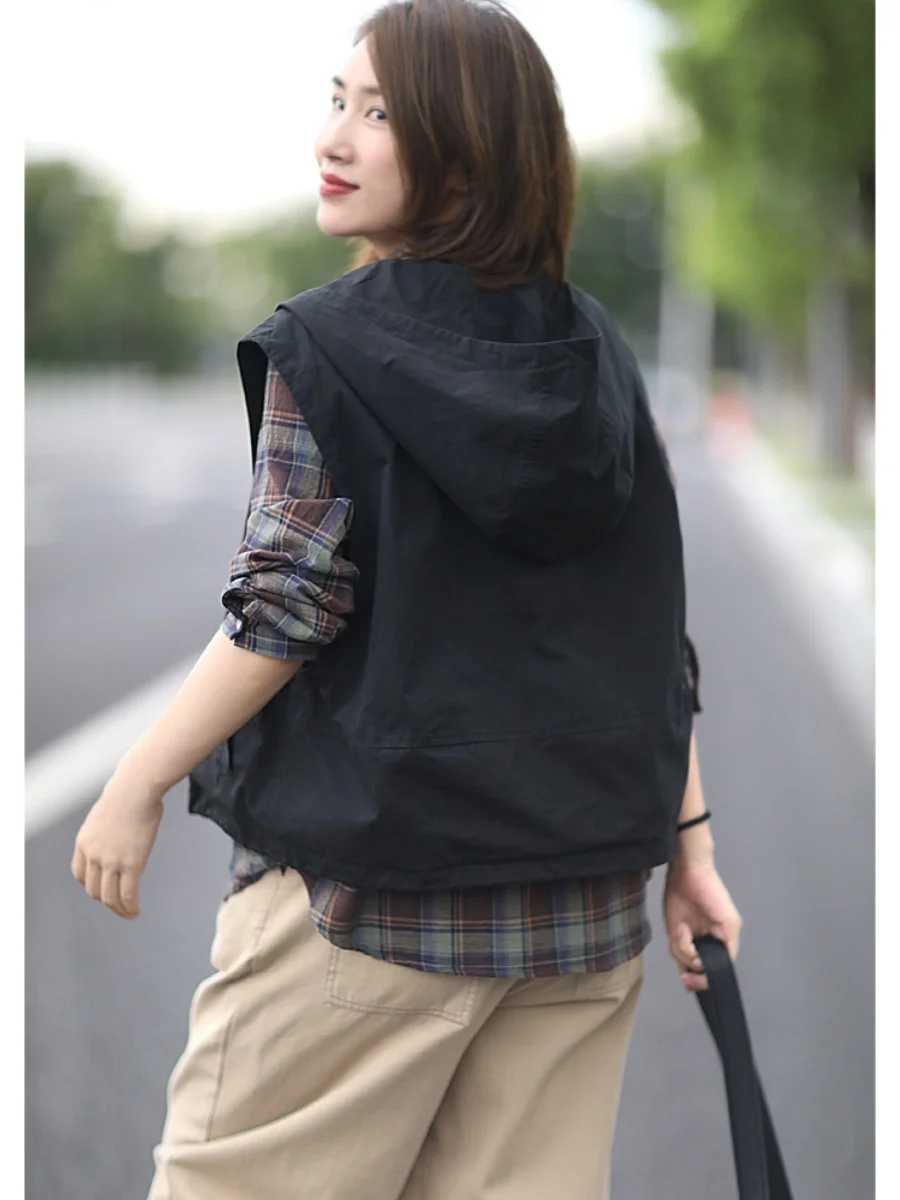 

Модная женская толстовка-жилет оверсайз с капюшоном, верхняя одежда без этикетки, для повседневной носки, стандартной длины, на одной пуговице