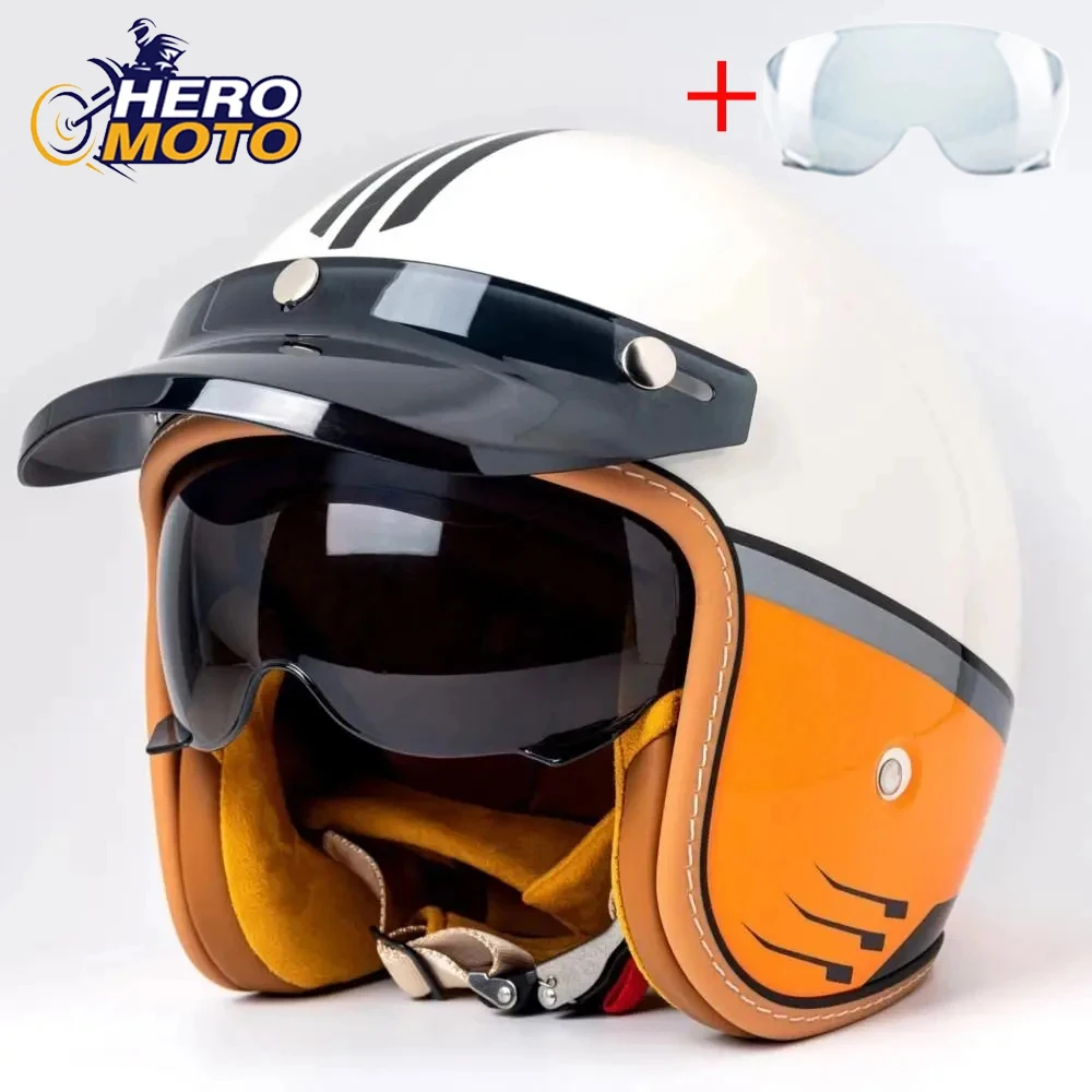 

Мотоциклетный шлем Casco Moto 3/4, шлем с открытым лицом, Ретро шлем, сертификация DOT, винтажный мотоциклетный шлем