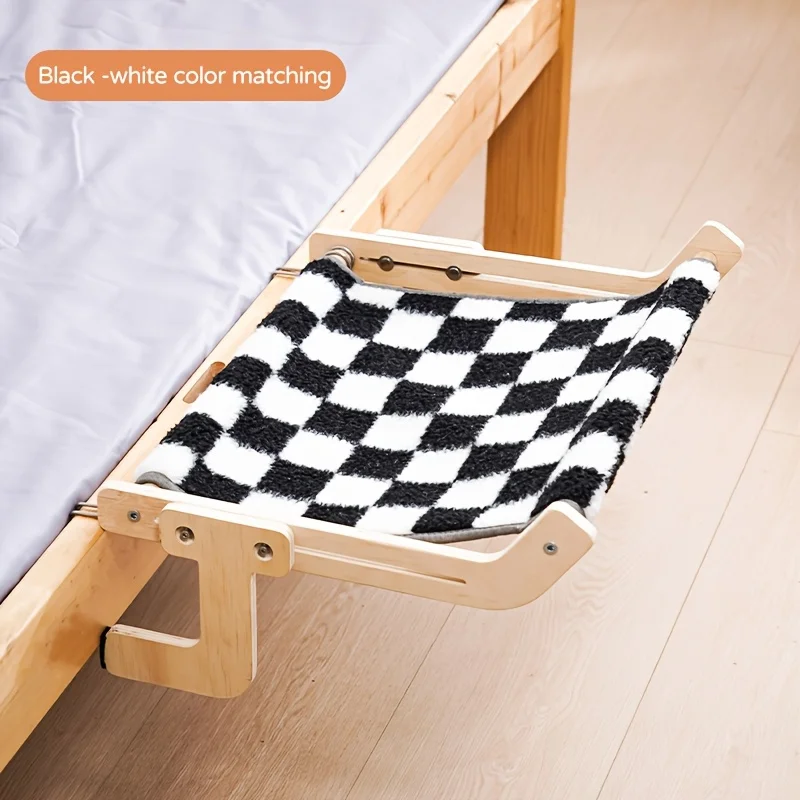 

Wall-Mounted Cat Hammock Heavy-Duty Wood Frame, Buffalo Check Pattern, Space-Saving Window Perch for Large Cats, Indoor/Outdoor