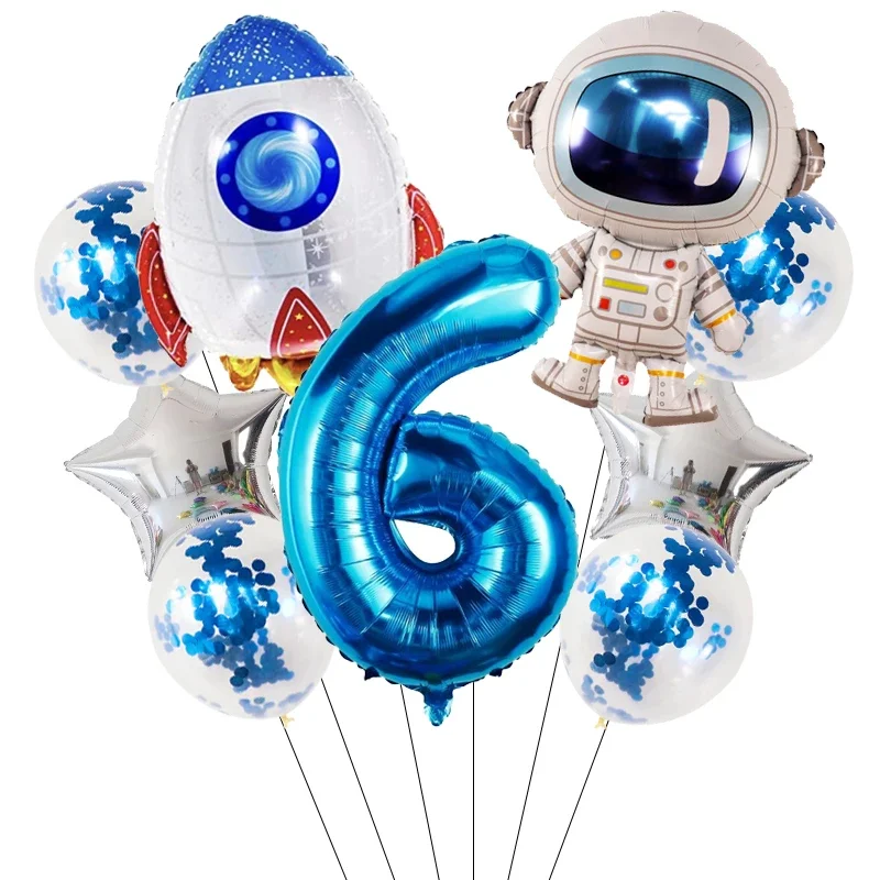 Astronauten-Weltraum-Thema Zahlenballon-Set für Jungen Kindergeburtstag Babyparty Galaxie Weltraum-Dekor Zubehör – Detail 7