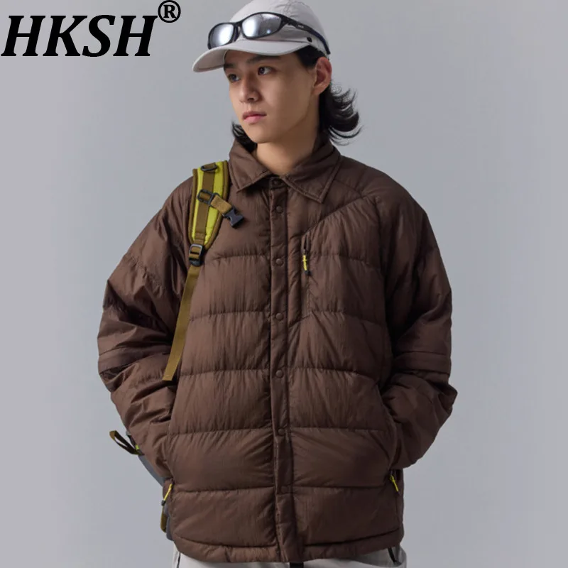 

HKSH осень-зима новая мужская винтажная легкая куртка-пуховик в горном стиле со съемными рукавами повседневное нишевое пальто HK11713
