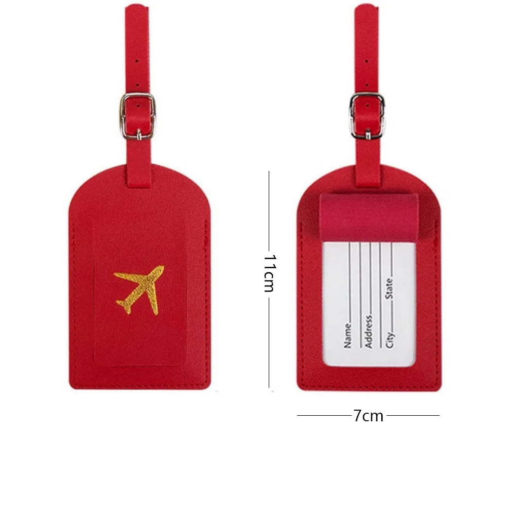 1PC Women Men PU Leather Luggage Tag Suitcase Identifier Label Baggage Boarding Bag Tag Name ID Address Holder Travel Accessori