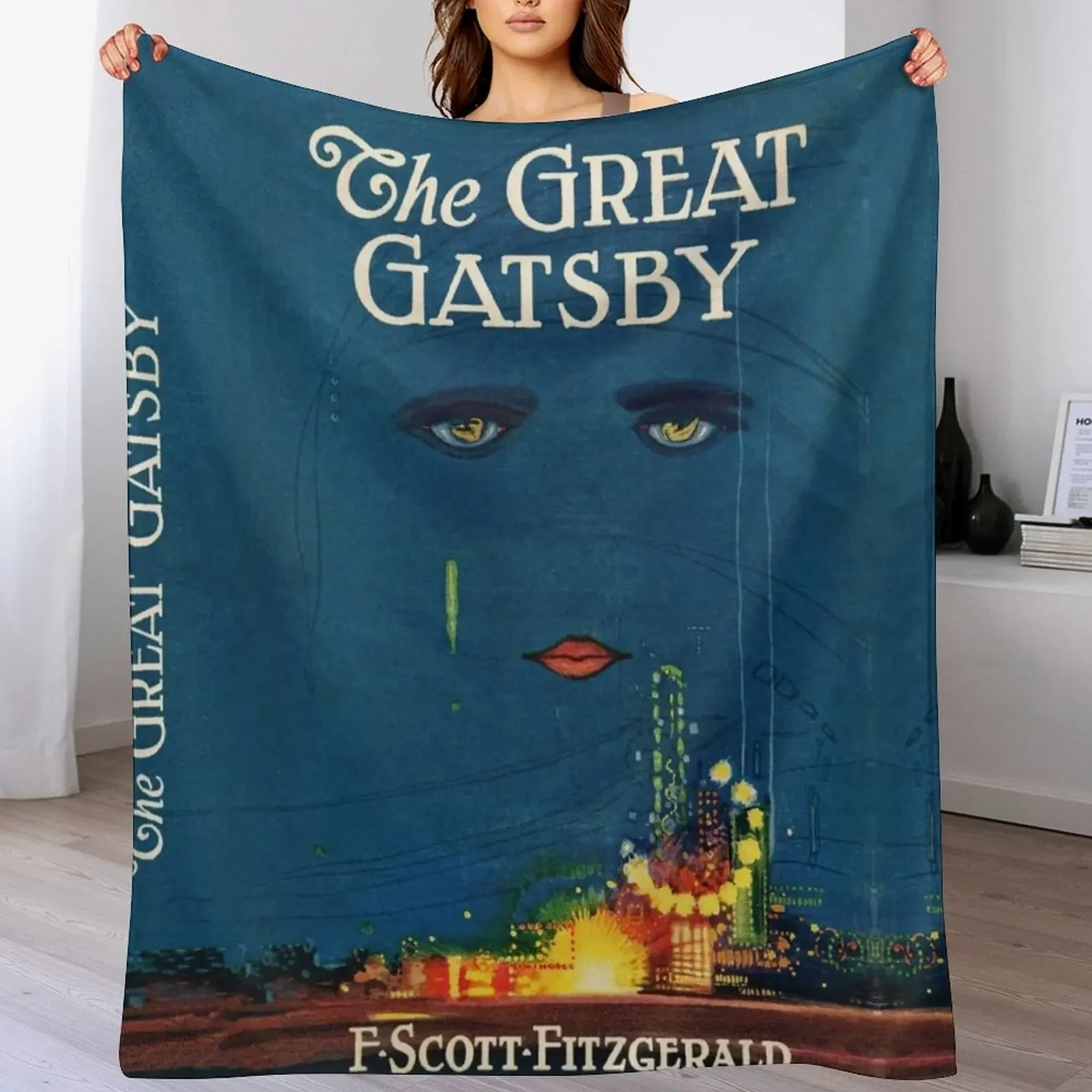 

The Great Gatsby | Vintage Book Cover Throw Blanket Compact Warm Blanket for Car Road Trip