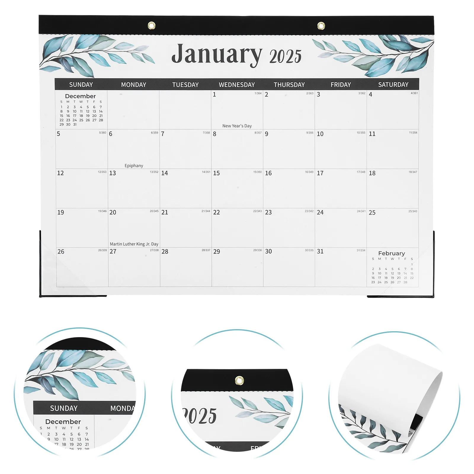 

Wall Hanging Calendar 2025-2026 18 Month English Yearly Planner Space Saving Transparent PVC Cover Sturdy Black Backing Clean