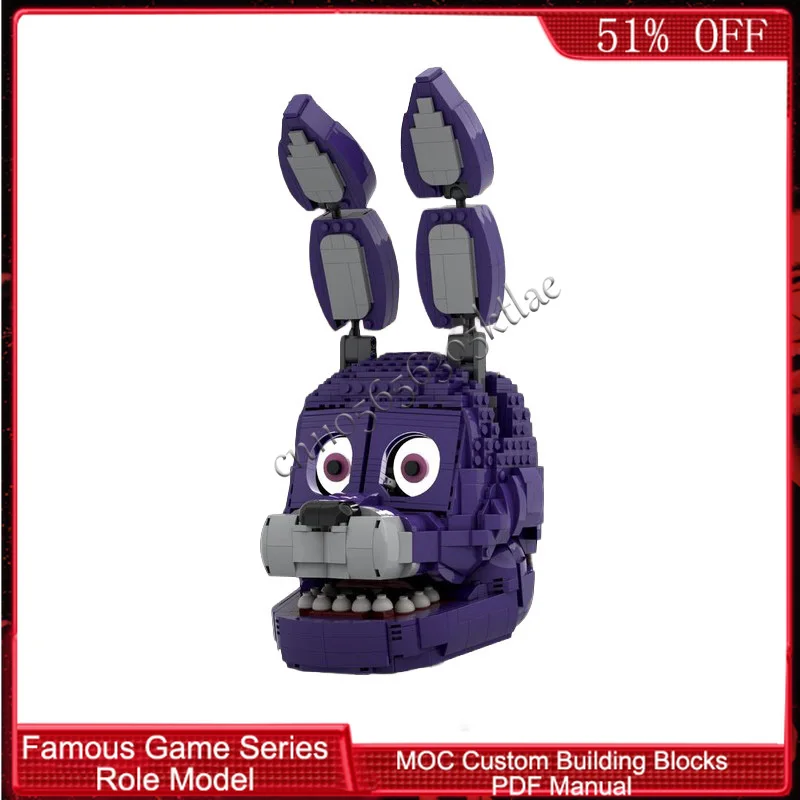 

1403 деталей, популярная серия игровых персонажей, маска синего кролика, MOC, модульный конструктор, креативный набор для самостоятельной сборки, подарок для мальчиков на праздник