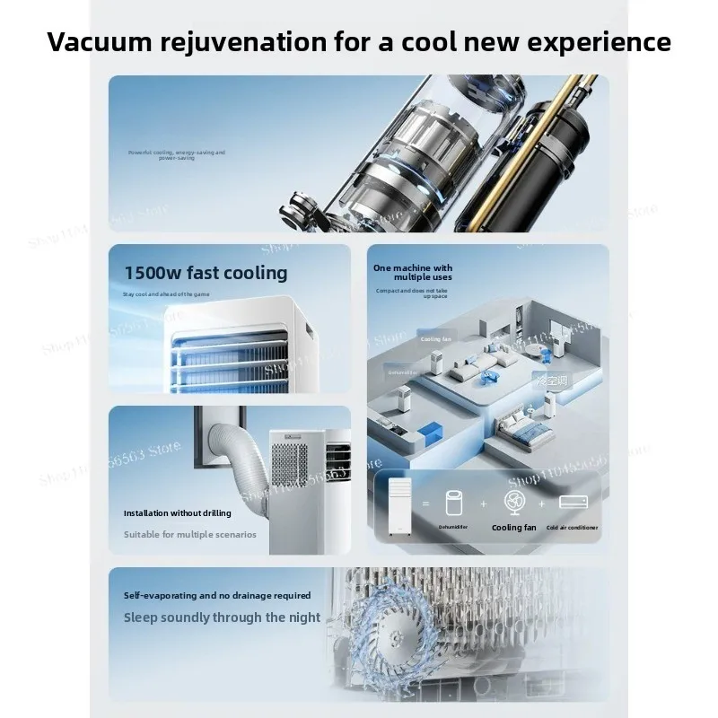 Frequency conversion double tube mobile air conditioner, no external machine dual-purpose installation-free