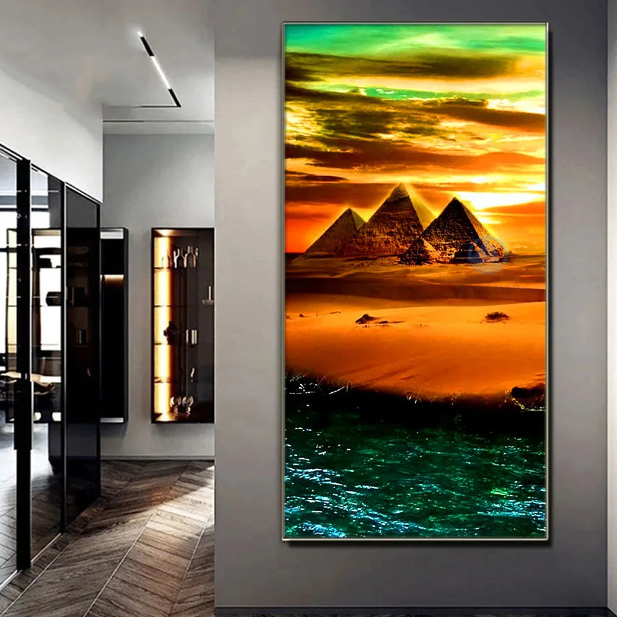 5D Diamond Painting Diy Egyptian Pyramid Landscape Diamond Mosaic Embroidery Cross Stitch Kits Rhinestones Decor