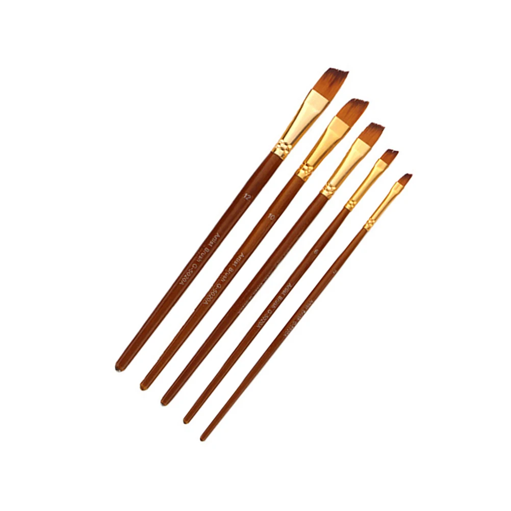 5 قطع من فرش الطلاء المصنوعة من النايلون بمقبض من الكتان، مجموعة رسم أكريليك الغواش للفنانين والطلاب، مستلزمات رسم الوجه #3