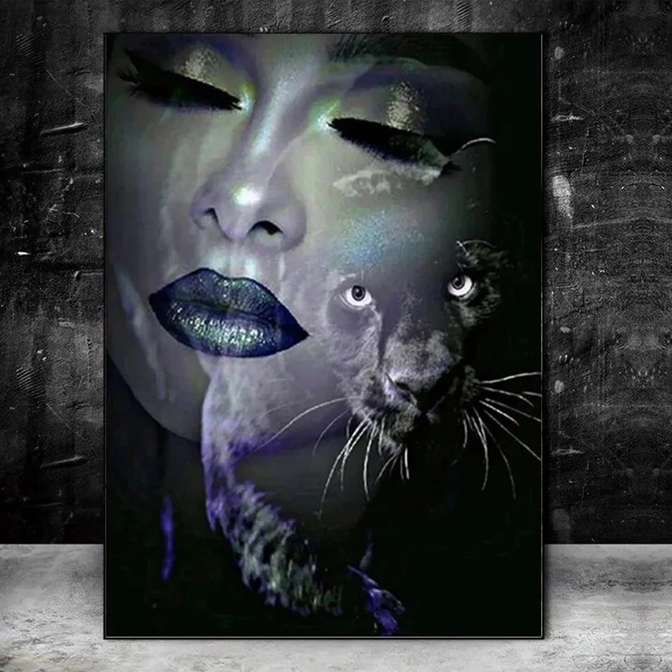 Fantasy woman mask girl 5D Cleopatra DIY Diamond Painting panther Picture Cross Stitch Full Embroidery Mosaic Living Room Decor