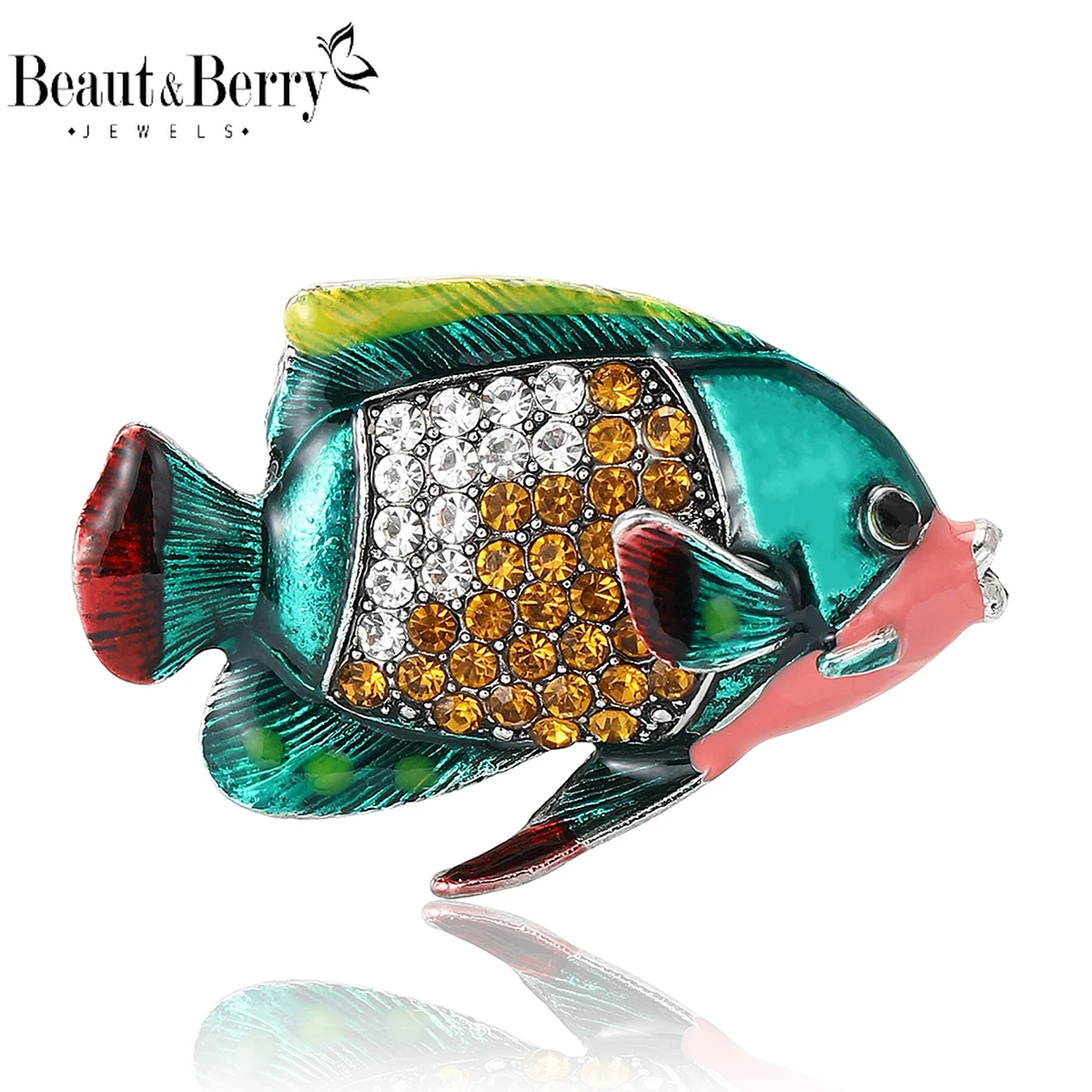 

Beaut&Berry Classic Rhinestone Fish Brooches for Women Animal Pins Friends Party Gifts Jewellery Accessories