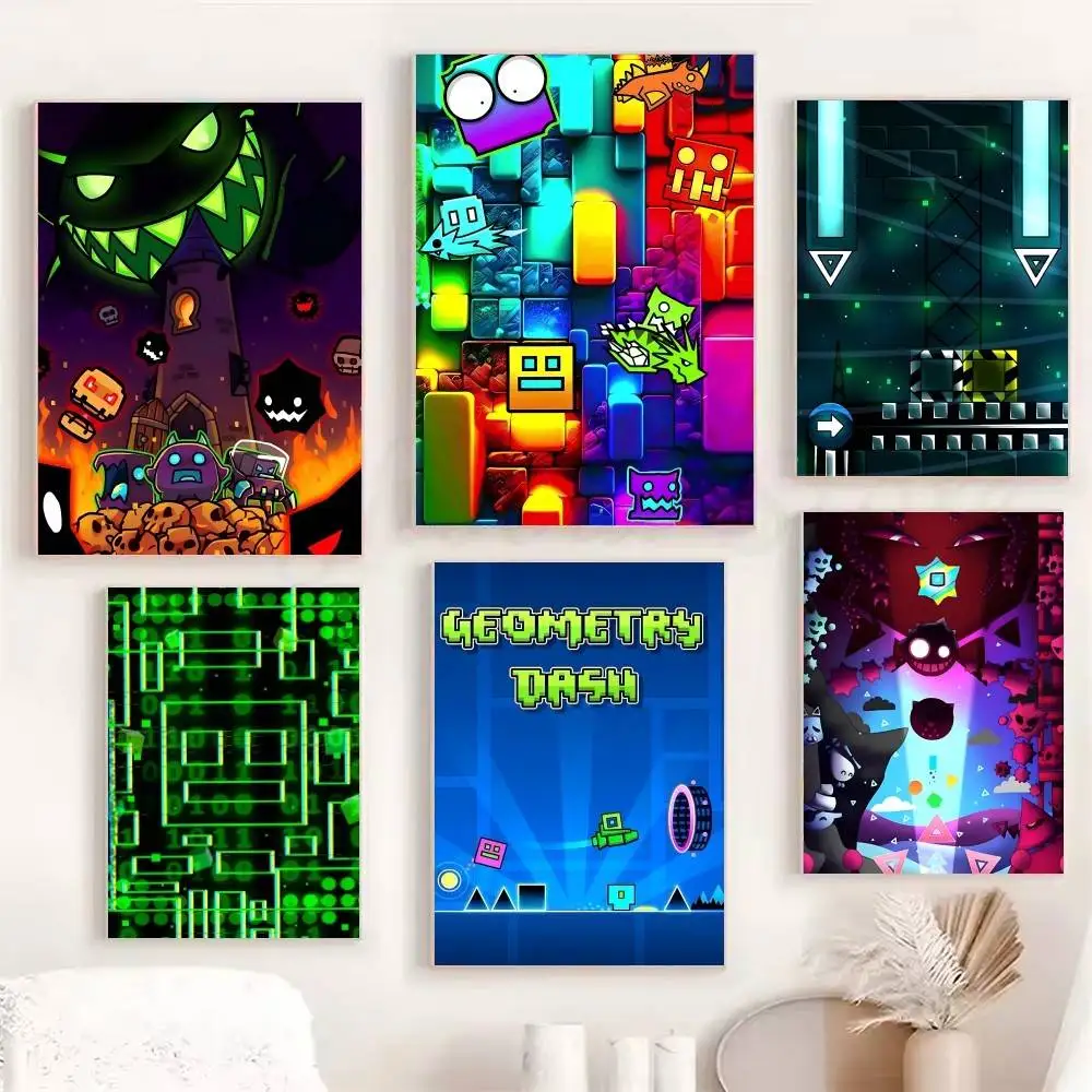 Video Game Anime G-Geometry Dash Manga Posters Fancy Wall Sticker for Living Room Bar Decoration Wall Decor