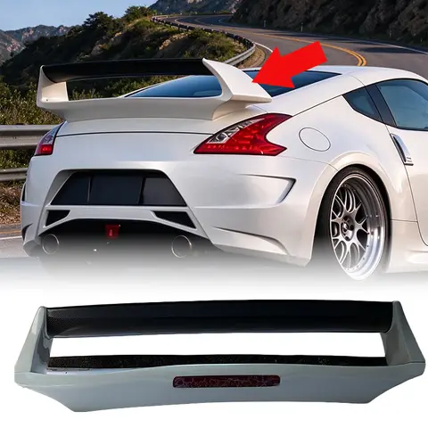 For 2009-2020 Nissan 370Z Double Layer GT Wing Rear Spoiler Horizontal Carbon Black Coating Wing With White Base Car Exterior Ra