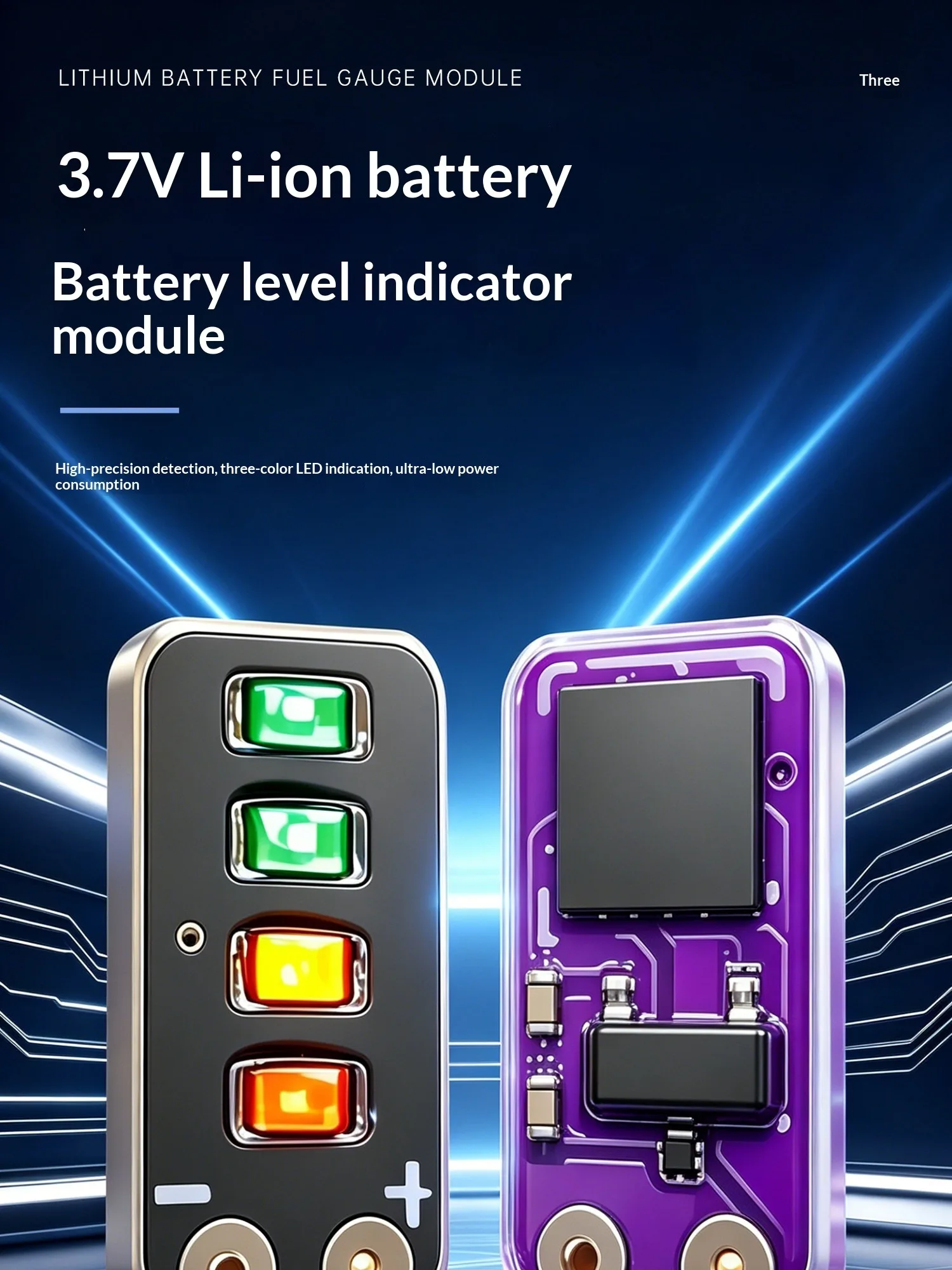Mini-Batteriekapazitätsanzeige, LED-Modul für 1S/2S Li-Ionen-Batterien (3,7 V–4,2 V) – genaue Leistungsanzeige – Detail 1