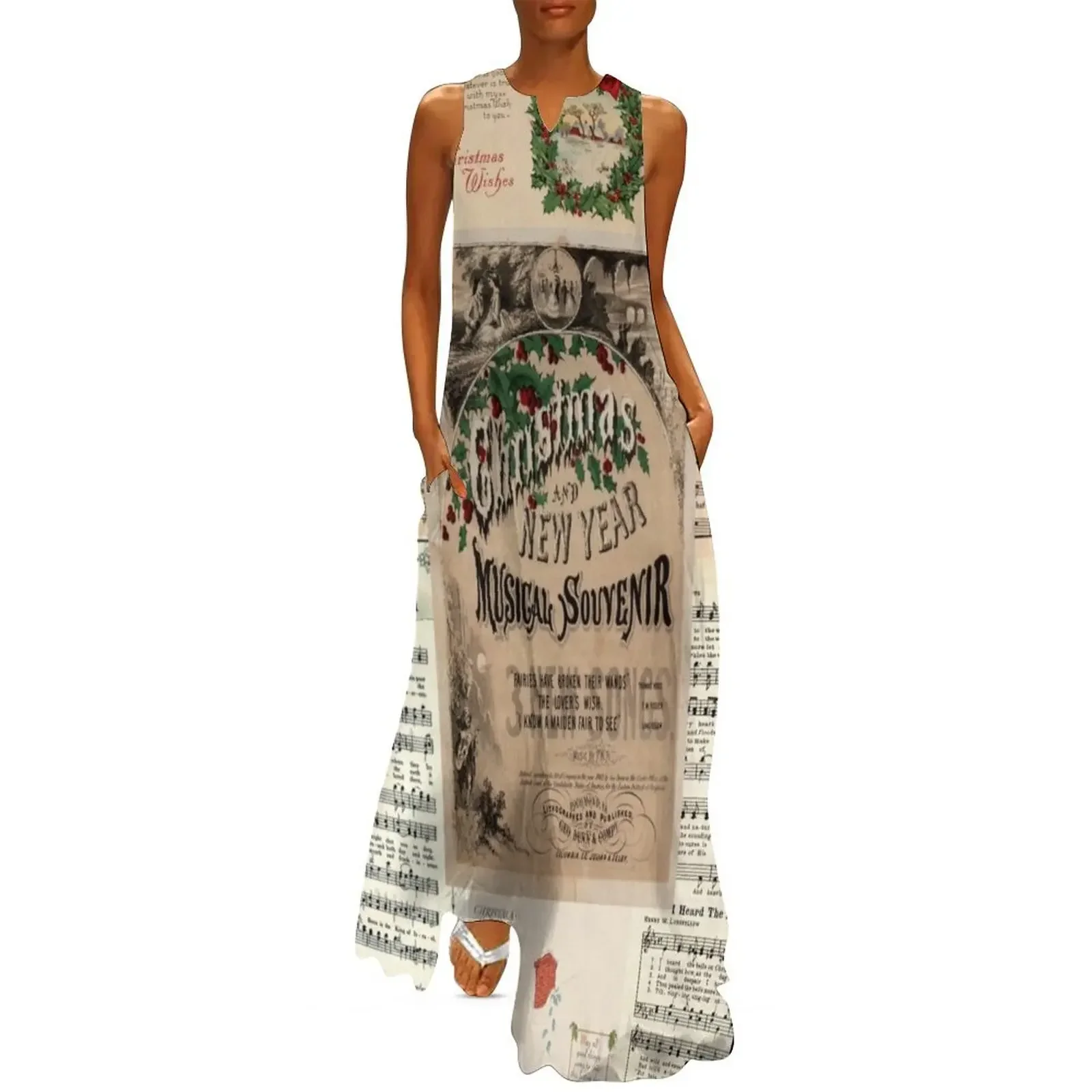 

Christmas Carols Sheet Music Long Dress elegant dress dresses korean style women formal occasion dresses Dress