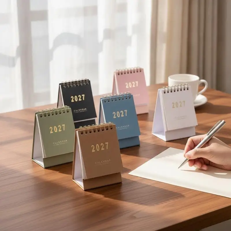 2027 Mini Morandi Desktop Calendar Lightweight Memo Planner for Home Desktop Decor Student Study Schedule Organizer