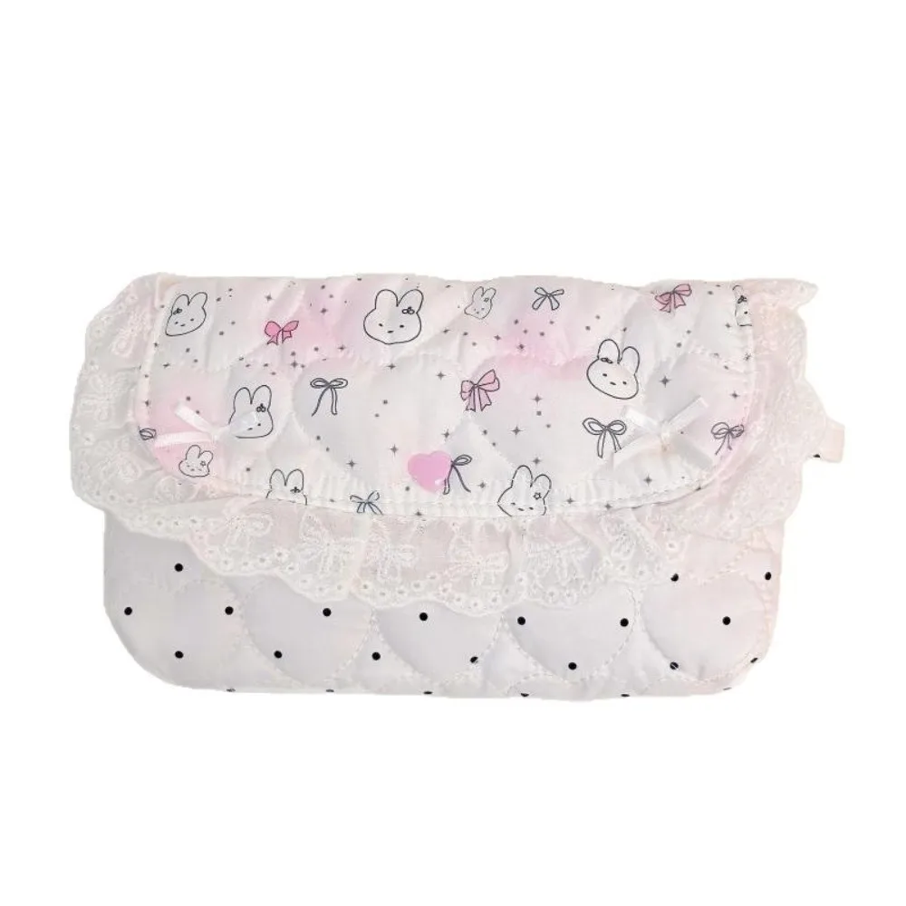 Kawaii Butterfly Rabbit Print Pencil Case Large Capacity Multifunctional Pencil Pouch Flap Button-down Stationery Pouch Students
