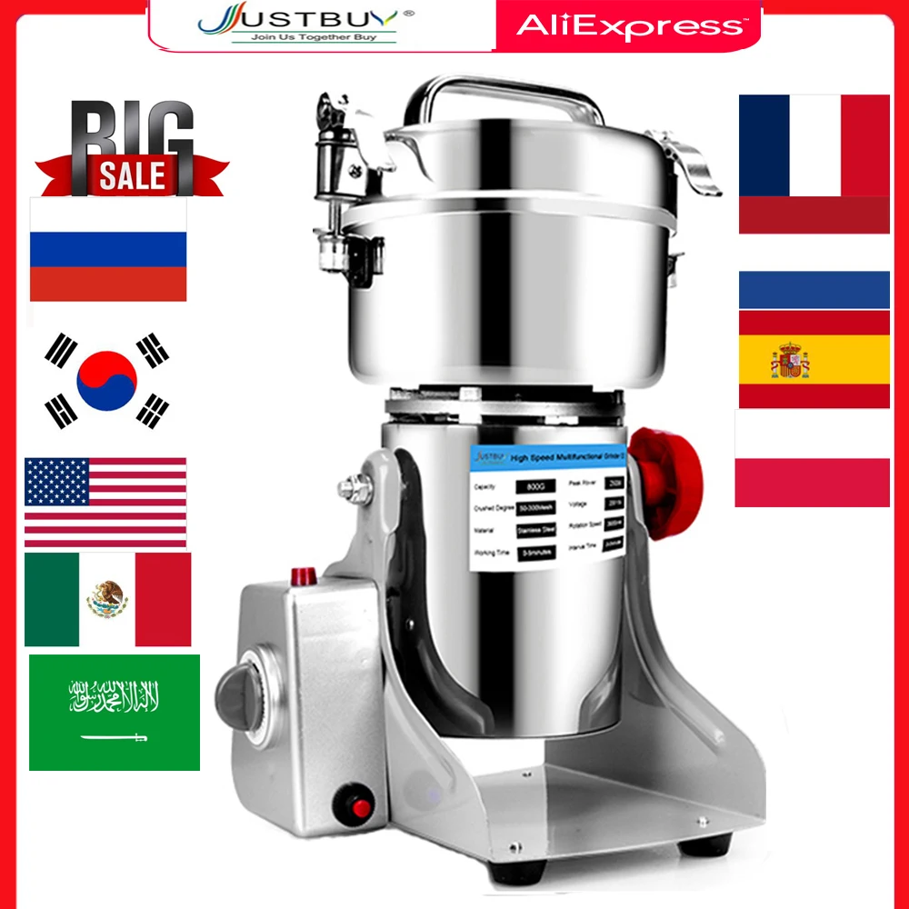 

With Spare Part Free 2500G /800G Coffee Grinder Machine Herb Grain Spices Mill Medicine Wheat Mixer Dry Food Grinder