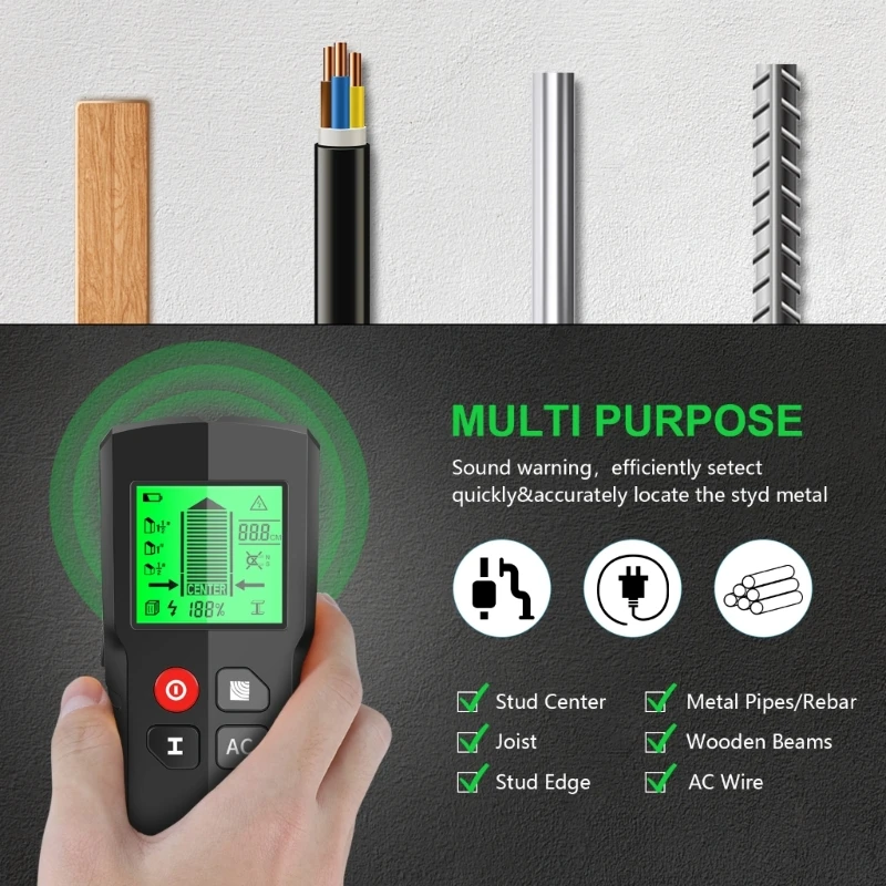 Détecteur fils goujons en bois muraux 5 en 1, Scanner outils recherche métaux, détecteurs