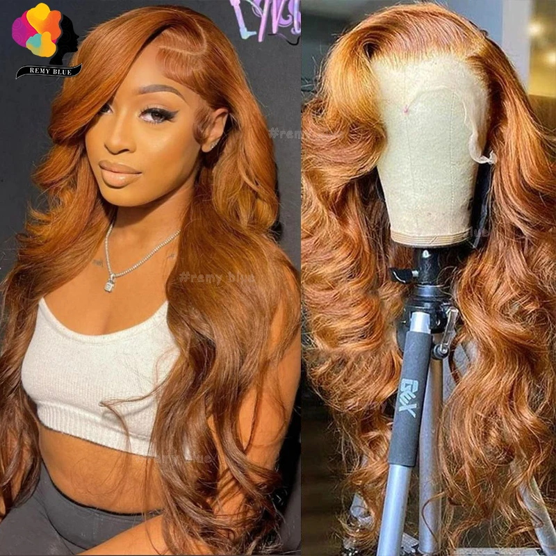 

Ginger Blonde 13x6 Hd Transparent Lace Frontal Wigs Pre Pluck 13x4 Body Wave Lace Front Wig Colored Red Burgundy Human Hair Wigs