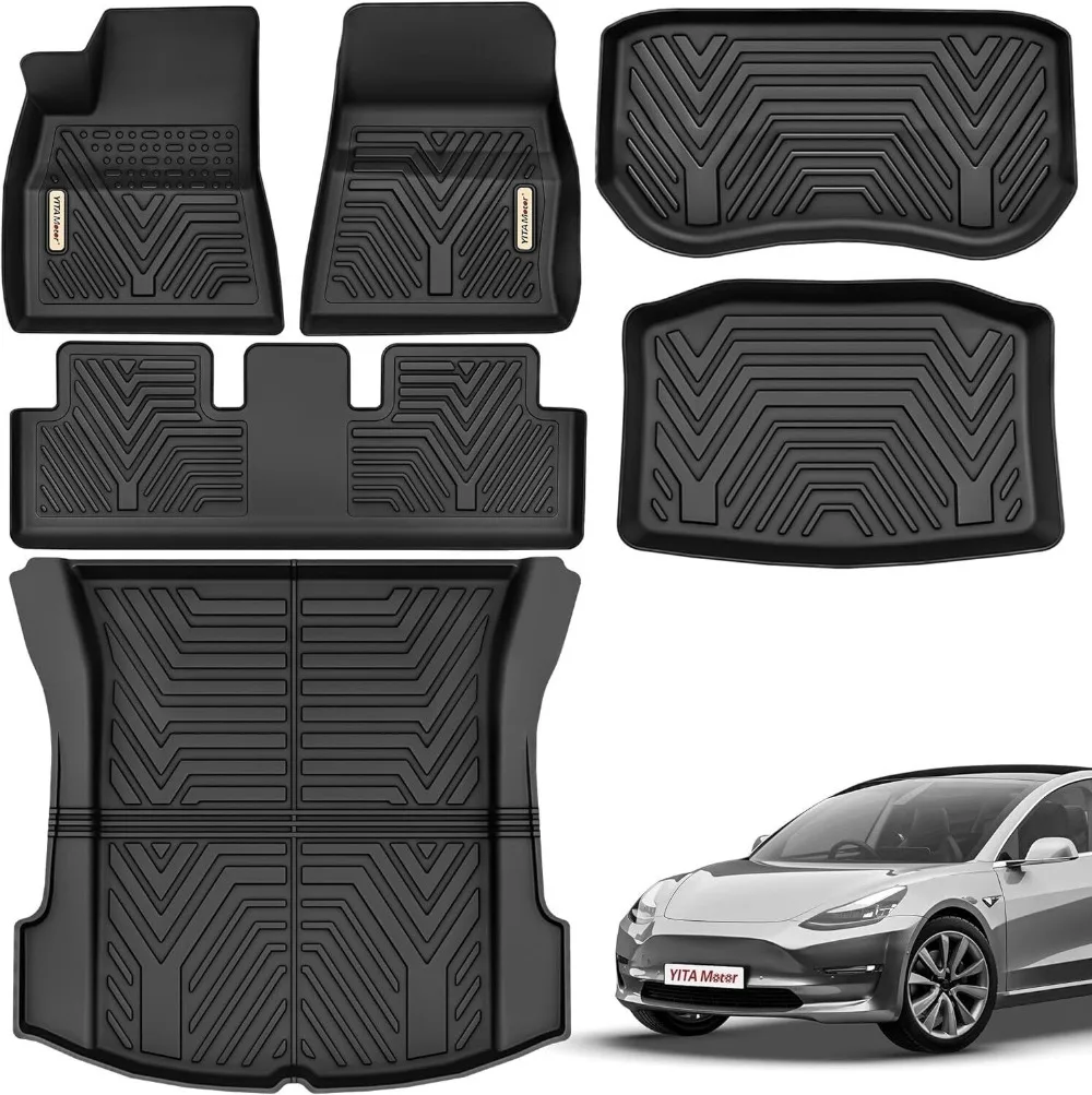 

Floor Mat + Cargo Liner Full Set for 2020-2024 Tesla Model 3 All Weather Car Mar United States