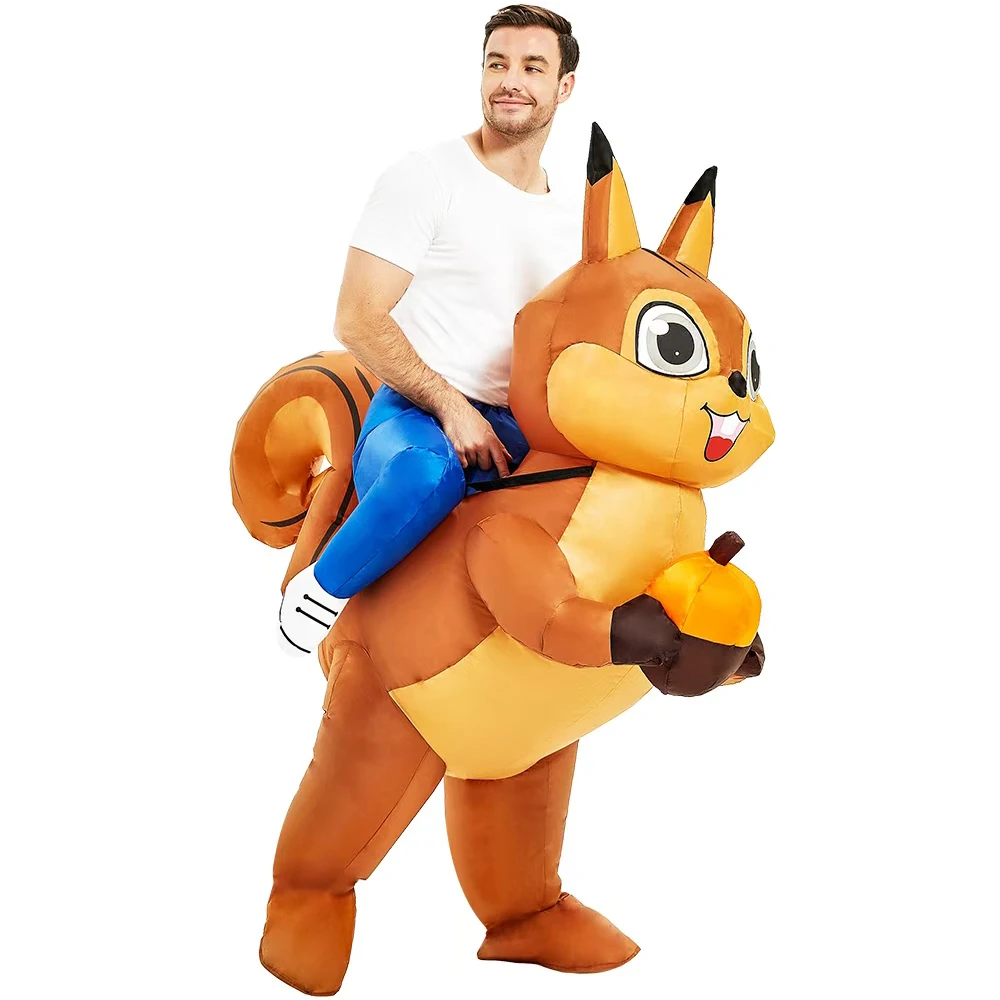 Aufblasbare Fahrt auf Eichhörnchen für Erwachsene, Cosplay-Kostüme, ausgefallene, lustige Eichhörnchen-Kostüme, Weihnachten, Halloween, Karneval, Urlaub, Mottoparty