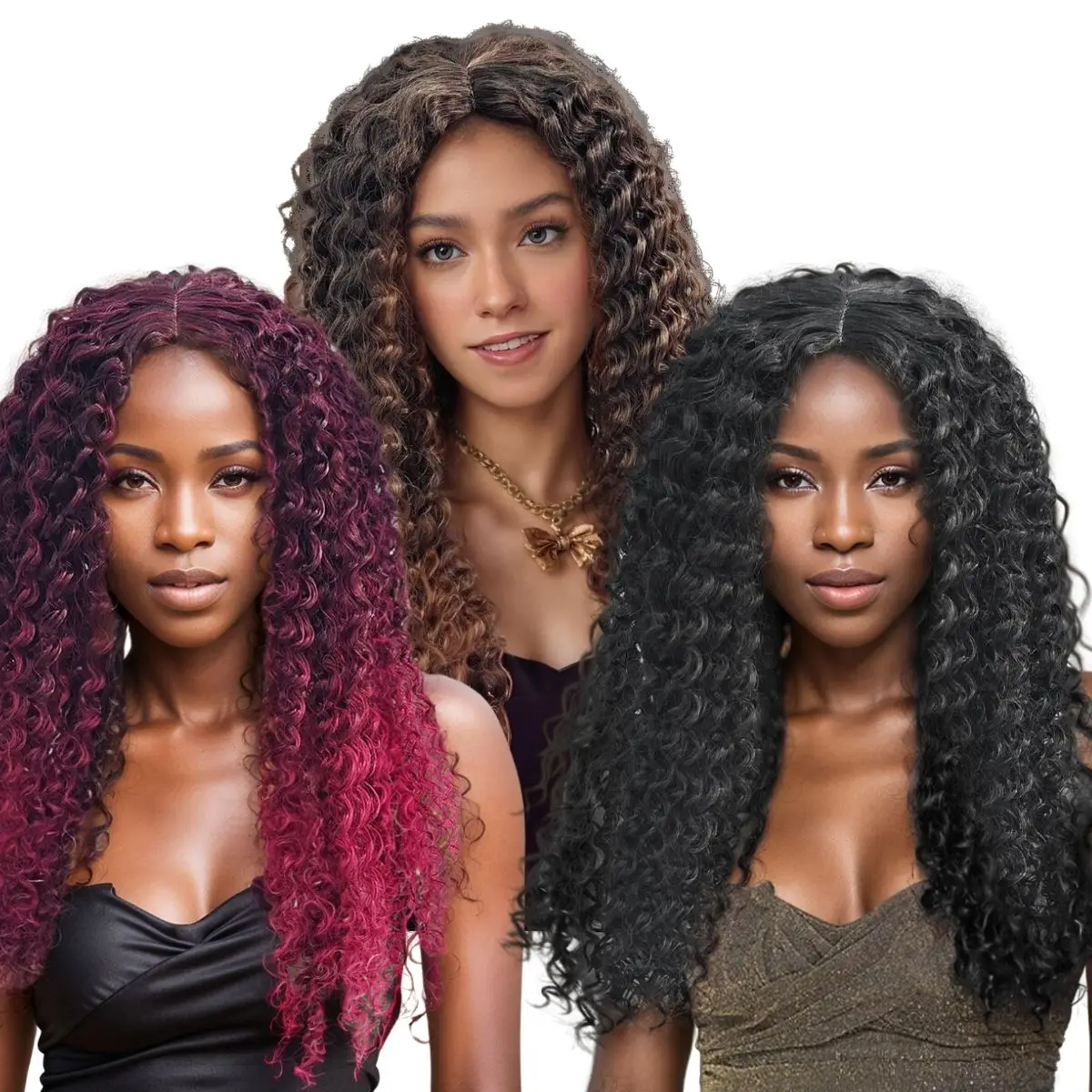 

Synthetic Ombre Wavy Curls Afro Curls Hair Black Deep Wave Wigs For Women Daily Masquerade Party Gifts