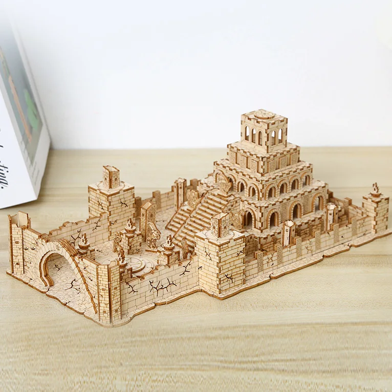 DIY Wooden 3D Jigsaw Puzzle Palace Ruins Model Toys For Children Adult Architecture House Learning Educational Wooden Toys Gift