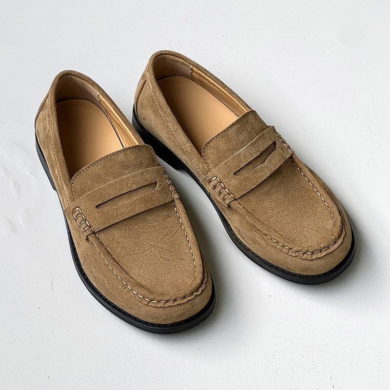 

Классическая мужская повседневная обувь, лоферы без шнуровки на плоской подошве, универсальные дышащие повседневные туфли на мягкой подошве, всесезонные для работы на открытом воздухе