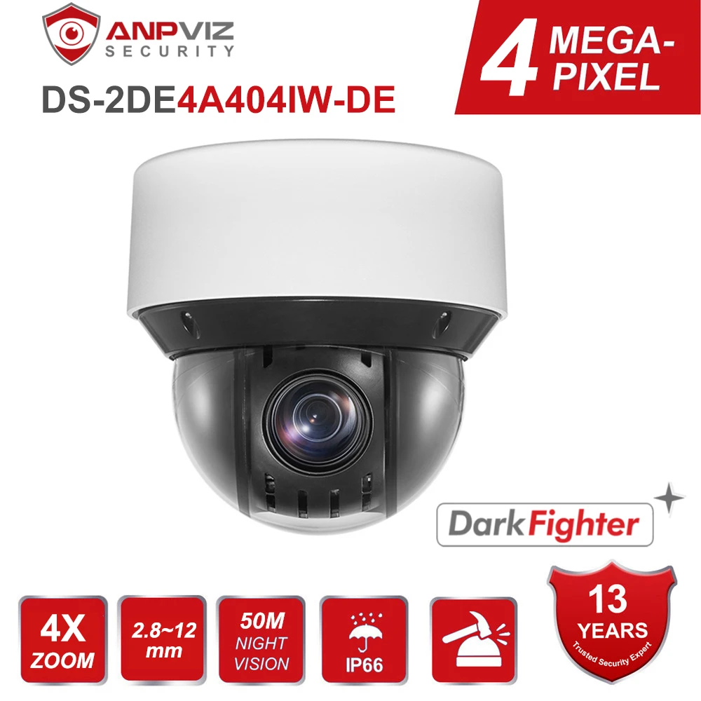 

HK Original 4MP PTZ IP Camera DarkFighter DS-2DE4A404IW-DE 4X Zoom Auto Tracking Multi Scenes Patrol Tracking IR 50m Audio Alarm