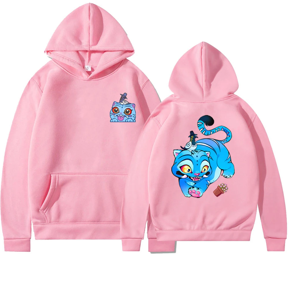 เสื้อฮู้ด Derpy Blue Tiger น่ารัก เสื้อยืดลาย Derpy กราฟิก Kpop Demon Hunters Huntrix เสื้อสเวตเชิ้ตผู้หญิงสุดฮิตสไตล์ฮาราจูกุ ฮู้ดดี้ 2 ด้าน