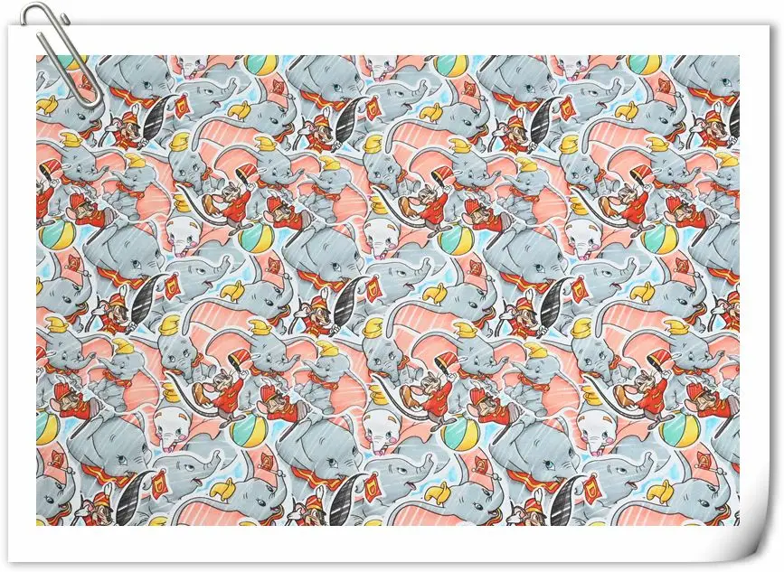 Width110cm Cotton Disney Dumbo Fabric Material For Clothes Patchwork Sewing Quilting Fabrics For Tissue DIY Needlework Sew Dress