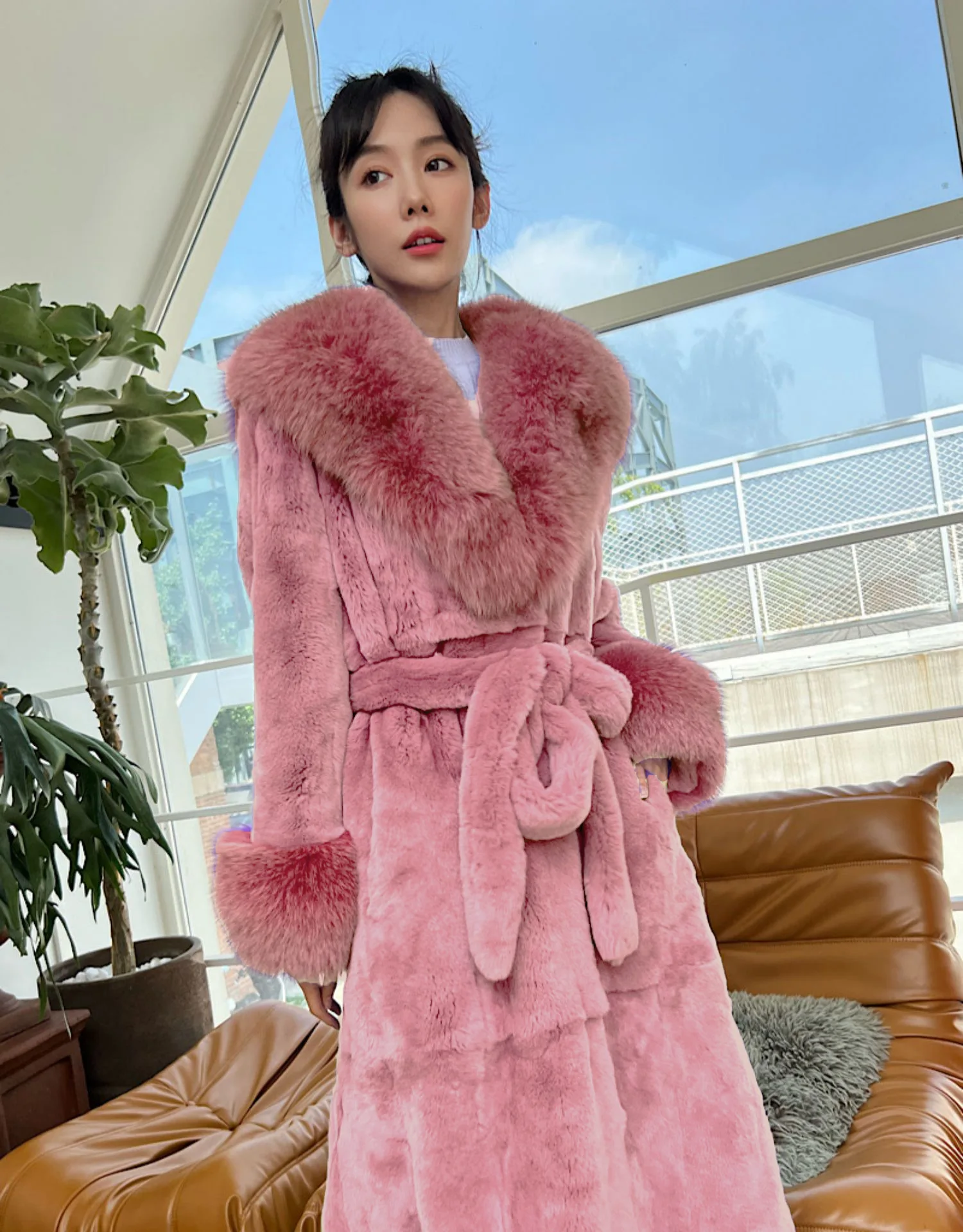 Women's Parker Winter Fur Warm Large Size Solid Color Fur & Faux Fur Women New Casual Long Sleeve Temperament Women Fur Coat Y72
