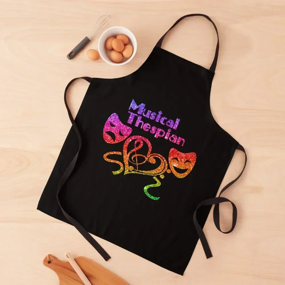 

Musical Thespian w/ Logo (Rainbow) Apron Women Kitchen'S japanese style Cleaning Products For Home Beauty Apron
