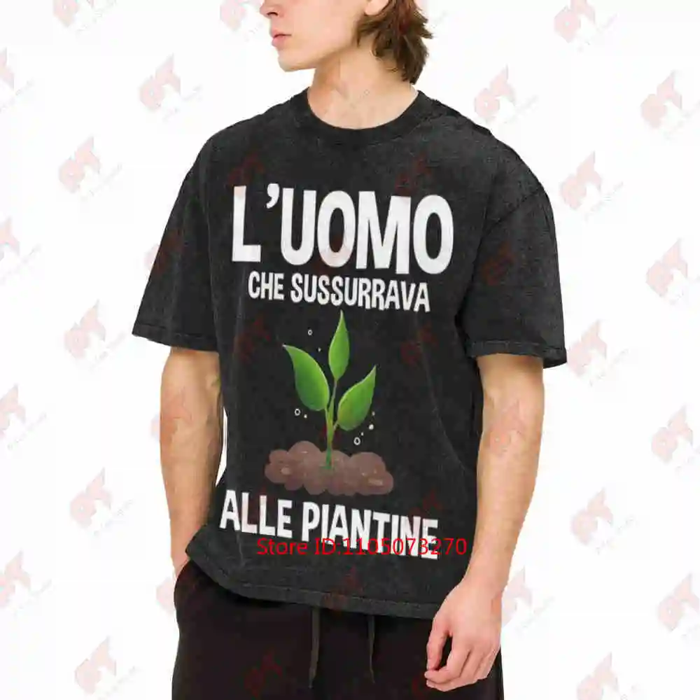 Italian Gardening Saying Funny Planting Vegetable Vintage Washed Tee Pure Cotton T-Shirt