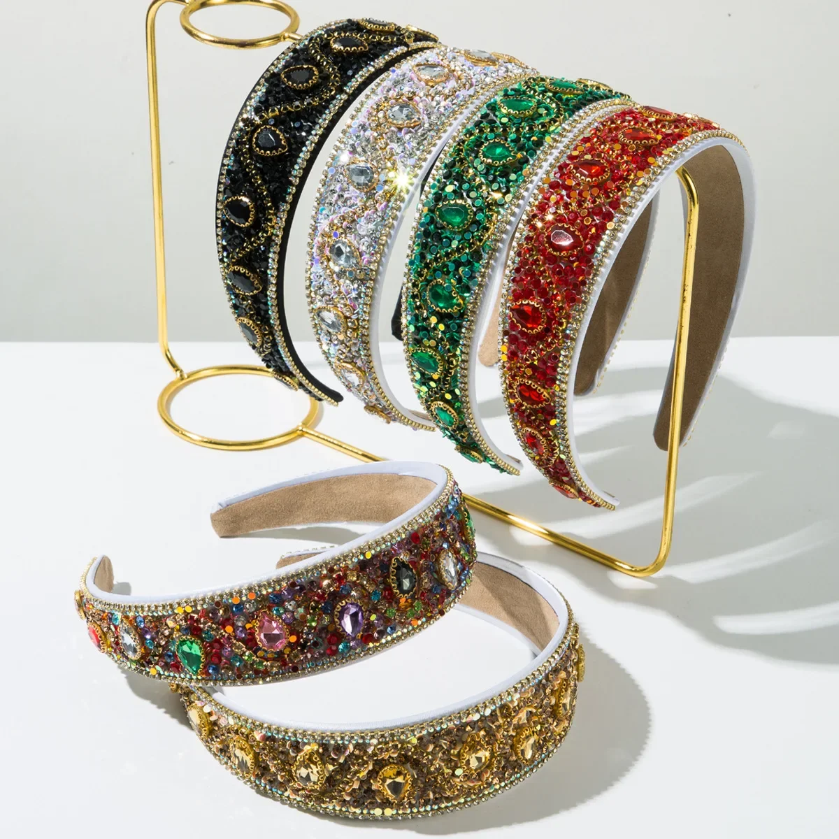 European and American Trends Luxury Diamond-encrusted Wide-edge Fashion Super Flash Full Diamond Headband Hair Accessories