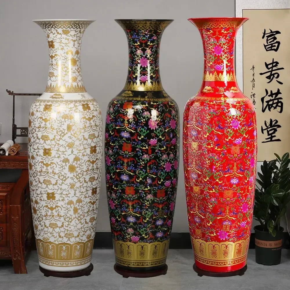 Ceramic ware floor to ceiling large vase, home living room decoration ornaments