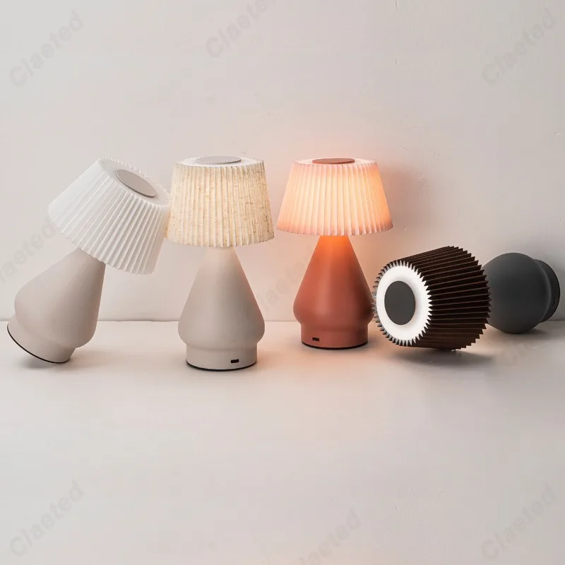 

Creative LED Fabric Lampshade Touch Dimming Night Light USB Charging Port Bedroom Bedside Lamp Indoor Living Room Study Lighting