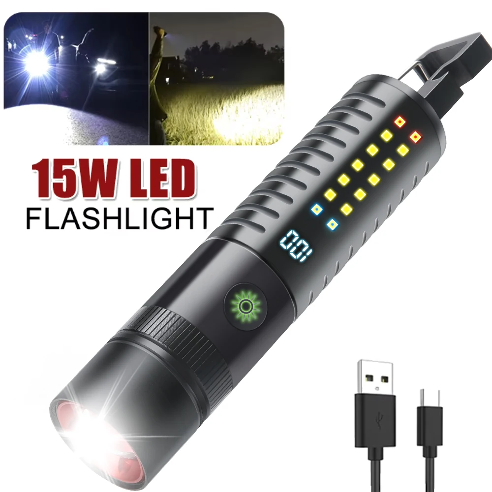 Tragbare LED-Taschenlampe, wiederaufladbar, Handtaschenlampe, hohe Lumen, Notfall-Blitzlicht, 6