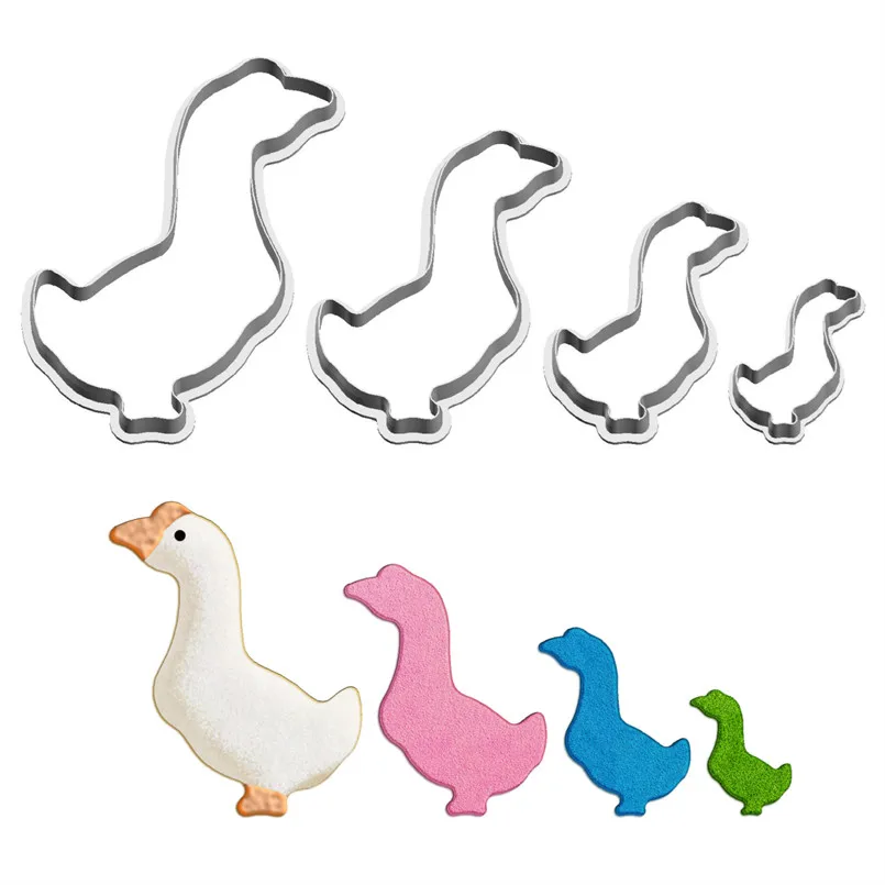 Four Specification Cartoon Animals Poultry Big White Goose,Plastic Mold,Cake Fondant Tools,Cookie and Sushi Fruits Cutters