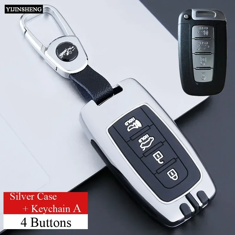 3 4 Button Zinc Alloy+Silicone Car Key Case for Hyundai IX35 Elantra Sonata 8 9 For Kia Sportage K5 K2 Sorento Optima Forte