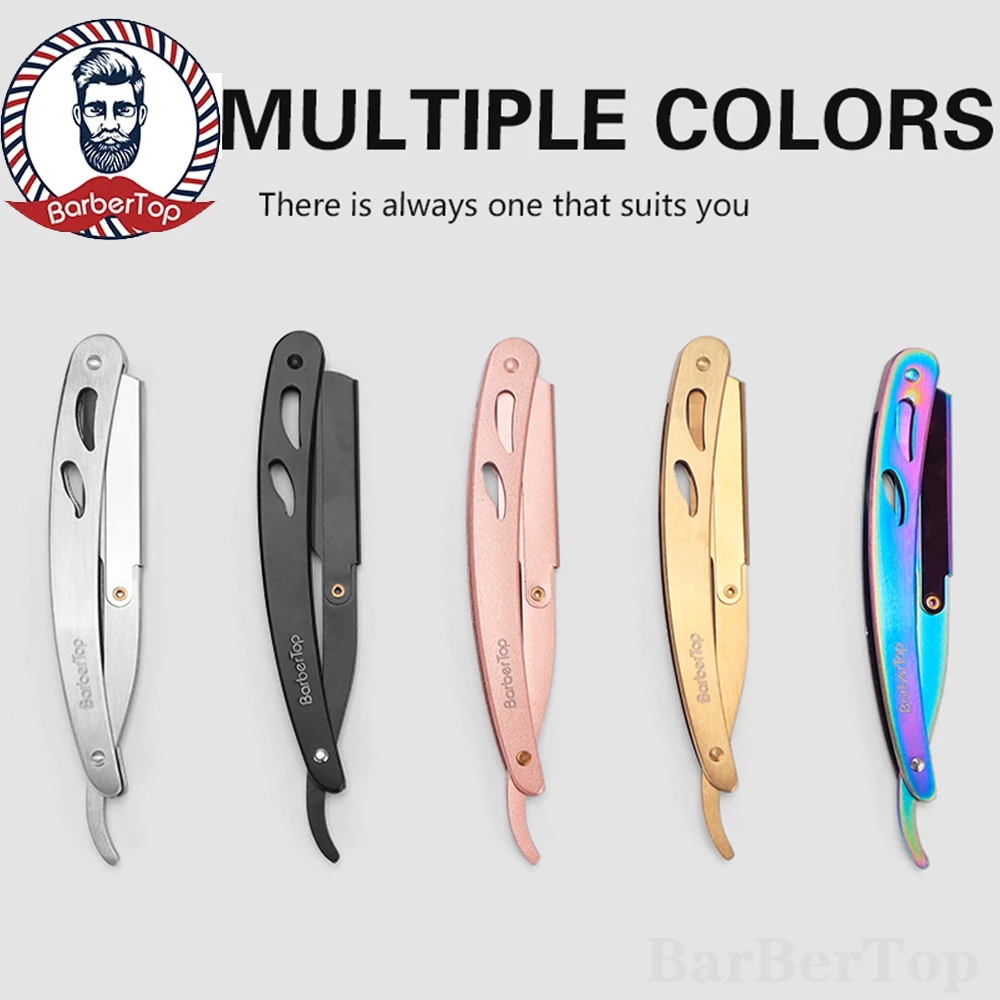 5 color Barber Manual Shaving Razor Men Folding Beard Cutter Barber Replaceable Blades Shavette Trimming Barbershop Tool