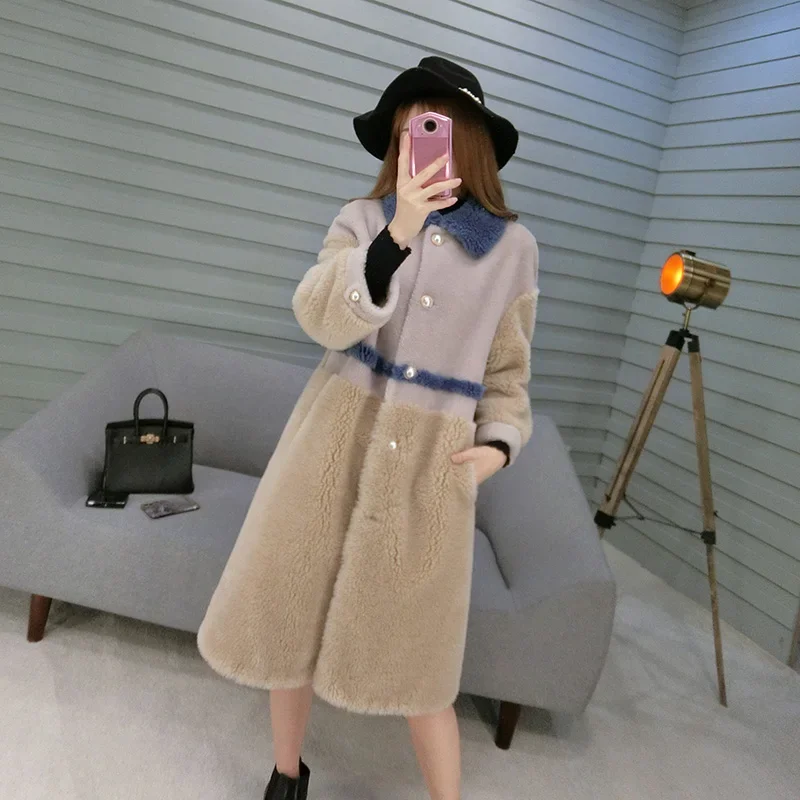 100% Wool Jacket Autumn Winter Coat Women Clothes 2024 Korean Vintage Long Sheep Shearling Suede Lining Abrigo Mujer BGS80645