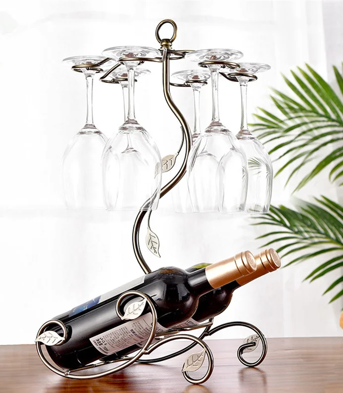 

Полый винный стеллаж из железной проволоки с Кленовым листом, Подвесная подставка для питья, стеклянная подставка для винных бутылок и стеклянных стаканов